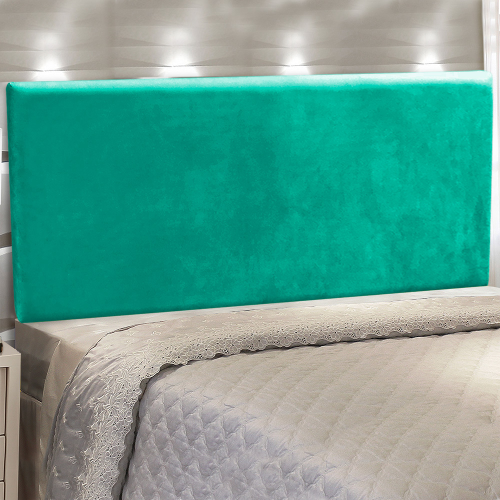 Cabeceira Painel Clean Cama Box Casal 140 cm Suede Verde Turquesa - D'Rossi