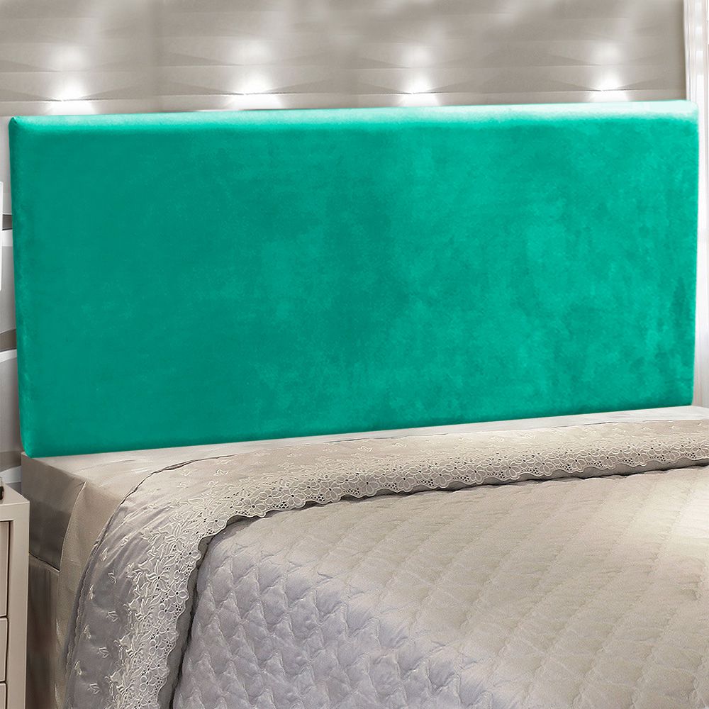 Cabeceira Painel Clean Cama Box Queen 160 cm Suede Verde Turquesa - D'Rossi