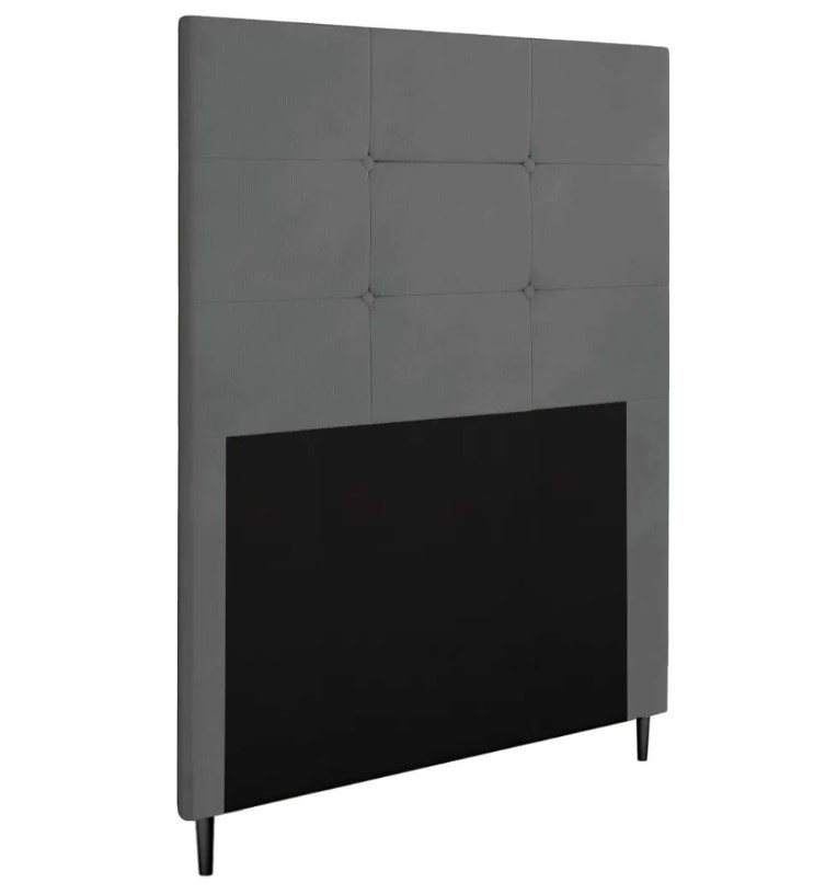 Cabeceira Solteiro Cama Box 90cm para Quarto Luna Suede Cinza M11 - D'Rossi
