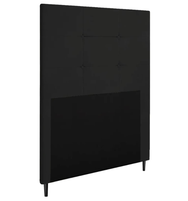 Cabeceira Solteiro Cama Box 90cm para Quarto Luna Suede Preto M11 - D'Rossi