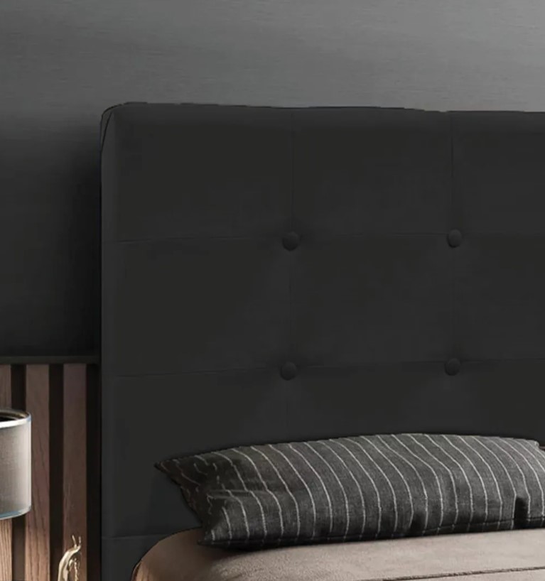 Cabeceira Solteiro Cama Box 90cm para Quarto Luna Suede Preto M11 - D'Rossi