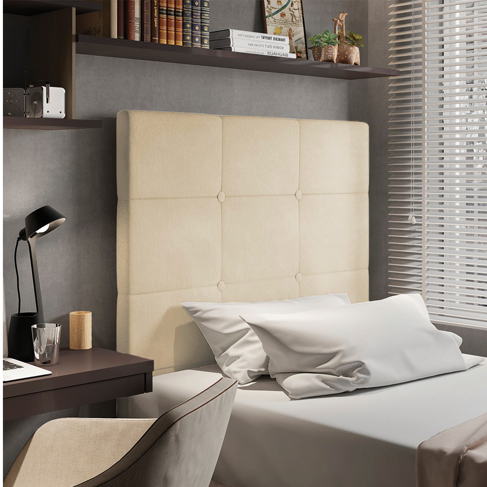 Cabeceira Solteiro Cama Box 90cm para Quarto Stambul Suede Bege M11 - D'Rossi
