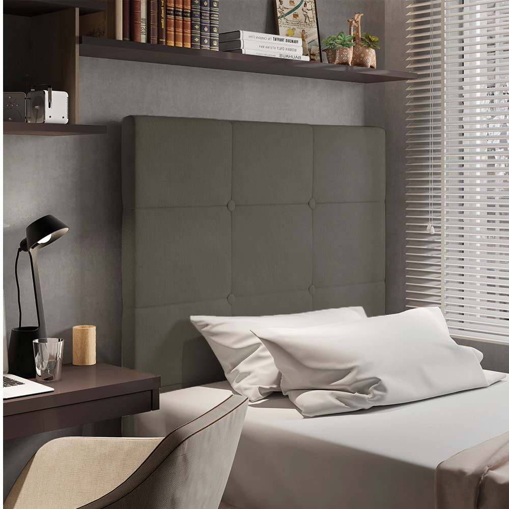 Cabeceira Solteiro Cama Box 90cm para Quarto Stambul Suede Grafite M11 - D'Rossi