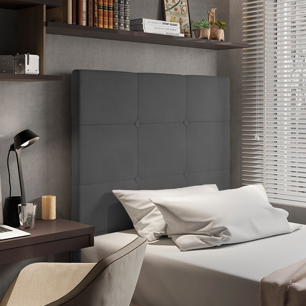 Cabeceira Stambul Para Cama Box Solteiro 90 cm Suede Grafite - D'Rossi
