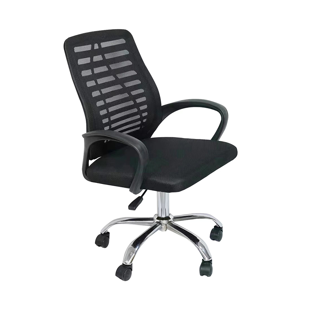 Cadeira Escritório kit 2 León Preto Base Giratória Cromada R02 - D'Rossi