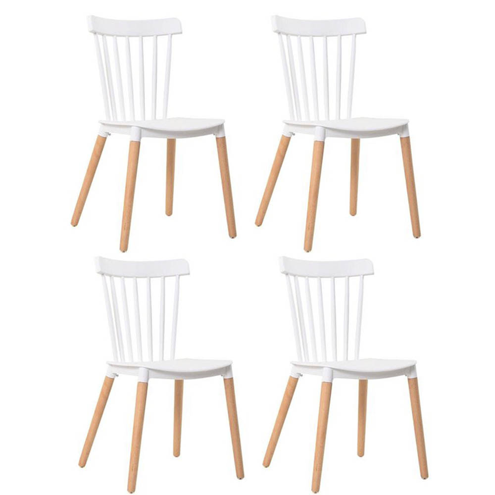 Cadeira Sala de Jantar Pé Palito Madeira Kit 4 Tóquio Branco R02 - D'Rossi