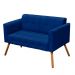 Conjunto Namoradeira 2 Lugares e 01 Poltrona Giratória Elisa Suede Azul Royal Base Cromada - D'Rossi