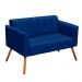Conjunto Namoradeira 2 Lugares e 01 Poltrona Giratória Elisa Suede Azul Royal Base Cromada - D'Rossi