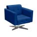 Conjunto Namoradeira 2 Lugares e 01 Poltrona Giratória Elisa Suede Azul Royal Base Cromada - D'Rossi