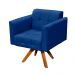 Conjunto Namoradeira 2 Lugares e 01 Poltrona Giratória Elisa Suede Azul Royal Base Madeira - D'Rossi