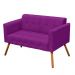 Conjunto Namoradeira 2 Lugares e 01 Poltrona Giratória Elisa Suede Roxo Base Cromada - D'Rossi