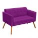 Conjunto Namoradeira 2 Lugares e 01 Poltrona Giratória Elisa Suede Roxo Base Cromada - D'Rossi