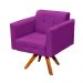 Conjunto Namoradeira 2 Lugares e 01 Poltrona Giratória Elisa Suede Roxo Base Madeira - D'Rossi