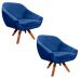 Kit 02 Poltronas Giovana Suede Azul Royal Base Giratória - D'Rossi