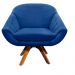 Kit 02 Poltronas Giovana Suede Azul Royal Base Giratória - D'Rossi