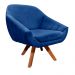 Kit 02 Poltronas Giovana Suede Azul Royal Base Giratória - D'Rossi