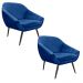 Kit 02 Poltronas Giovana Suede Azul Royal Pés Palito Ferro D'Rossi