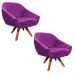 Kit 02 Poltronas Giovana Suede Roxo Base Giratória - D'Rossi