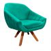 Kit 02 Poltronas Giovana Suede Verde Turquesa Base Giratória - D'Rossi