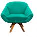 Kit 02 Poltronas Giovana Suede Verde Turquesa Base Giratória - D'Rossi