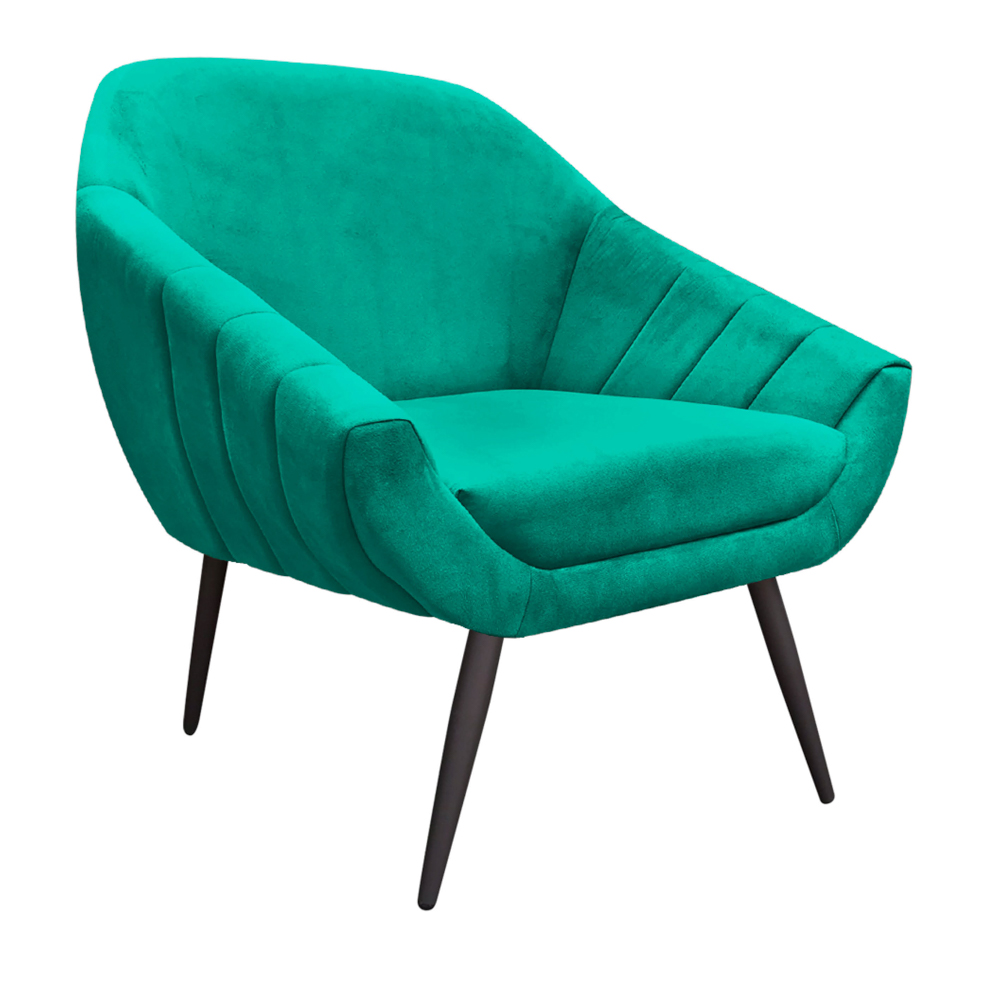 Kit 02 Poltronas Giovana Suede Verde Turquesa Pés Palito Ferro D'Rossi