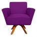 Kit 02 Poltronas Giratória Dora Suede Roxo Base Madeira - D'Rossi