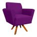 Kit 02 Poltronas Giratória Dora Suede Roxo Base Madeira - D'Rossi