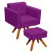 Kit 1 Poltrona com Puff Giratória Elisa Suede Roxo - D'Rossi