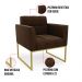 Kit 1 Sofá Namoradeira e 1 Poltrona Elisa Suede Marrom Base Metálica Industrial Dourada - D'Rossi