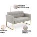 Kit 1 Sofá Namoradeira e 1 Poltrona Elisa Veludo Cinza Base Metálica Industrial Dourado - D'Rossi