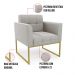 Kit 1 Sofá Namoradeira e 1 Poltrona Elisa Veludo Cinza Base Metálica Industrial Dourado - D'Rossi