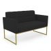 Kit 1 Sofá Namoradeira e 1 Poltrona Elisa Veludo Preto Base Metálica Industrial Dourado - D'Rossi