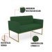 Kit 1 Sofá Namoradeira e 1 Poltrona Elisa Veludo Verde Base Metálica Industrial Dourado - D'Rossi