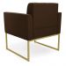 Kit 1 Sofá Namoradeira e 2 Poltronas Elisa Suede Marrom Base Metálica Industrial Dourado - D'Rossi