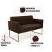 Kit 1 Sofá Namoradeira e 2 Poltronas Elisa Suede Marrom Base Metálica Industrial Dourado - D'Rossi