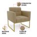 Kit 1 Sofá Namoradeira e 2 Poltronas Elisa Suede Marrom Rato Base Metálica Industrial Dourado - D'Rossi
