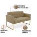Kit 1 Sofá Namoradeira e 2 Poltronas Elisa Suede Marrom Rato Base Metálica Industrial Dourado - D'Rossi