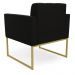 Kit 1 Sofá Namoradeira e 2 Poltronas Elisa Suede Preto Base Metálica Industrial Dourado - D'Rossi