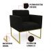 Kit 1 Sofá Namoradeira e 2 Poltronas Elisa Suede Preto Base Metálica Industrial Dourado - D'Rossi