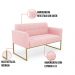 Kit 1 Sofá Namoradeira e 2 Poltronas Elisa Suede Rosa Bebê Base Metálica Industrial Dourado - D'Rossi