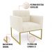 Kit 1 Sofá Namoradeira e 2 Poltronas Elisa Veludo Bege Base Metálica Industrial Dourado - D'Rossi