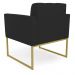 Kit 1 Sofá Namoradeira e 2 Poltronas Elisa Veludo Preto Base Metálica Industrial Dourado - D'Rossi