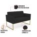 Kit 1 Sofá Namoradeira e 2 Poltronas Elisa Veludo Preto Base Metálica Industrial Dourado - D'Rossi
