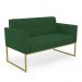 Kit 1 Sofá Namoradeira e 2 Poltronas Elisa Veludo Verde Base Metálica Industrial Dourado - D'Rossi