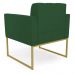 Kit 1 Sofá Namoradeira e 2 Poltronas Elisa Veludo Verde Base Metálica Industrial Dourado - D'Rossi