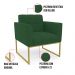 Kit 1 Sofá Namoradeira e 2 Poltronas Elisa Veludo Verde Base Metálica Industrial Dourado - D'Rossi