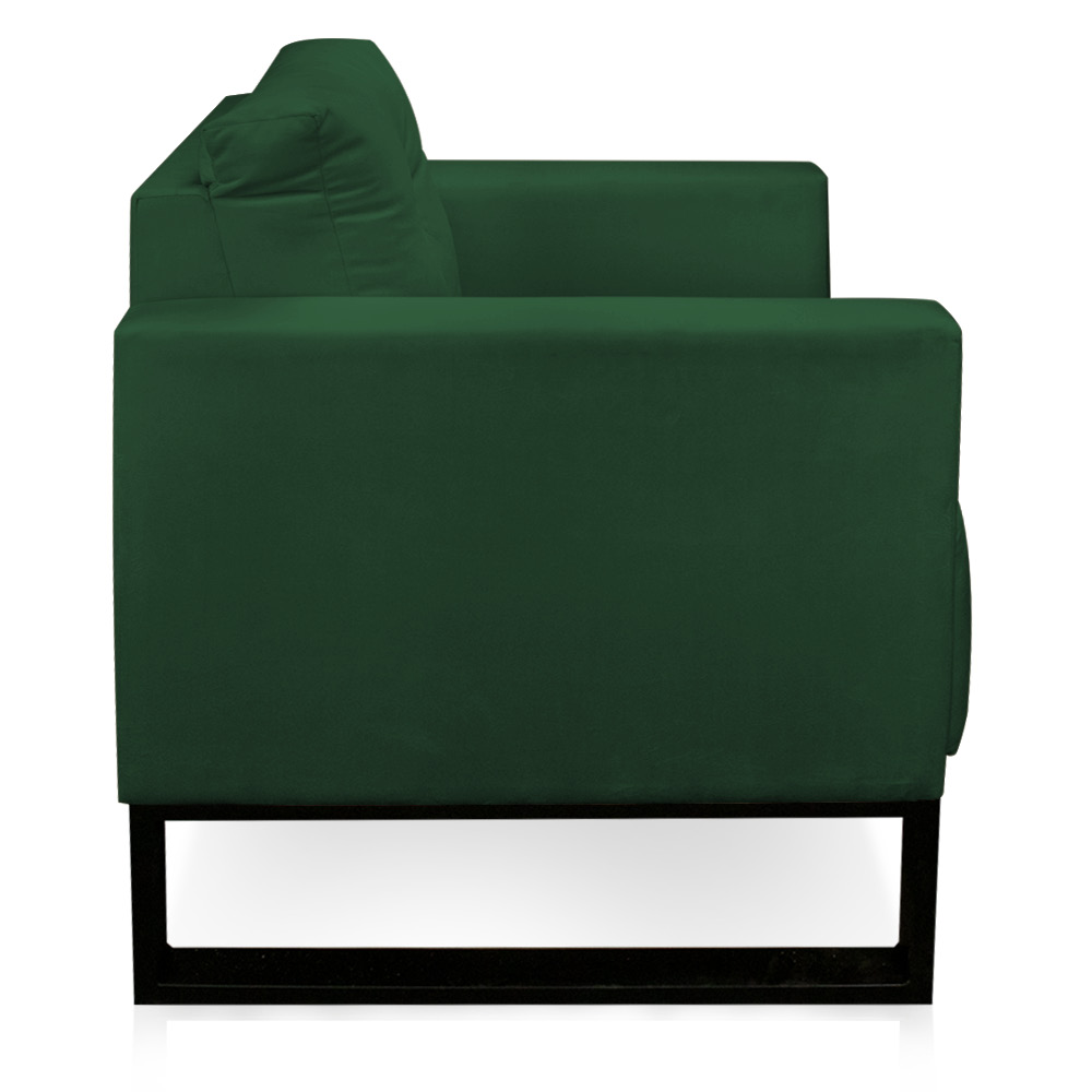 Kit 2 Poltrona Luisa Veludo Verde Base Industrial Metálica Preto D01 - D'Rossi