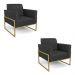 Kit 2 Poltronas Base Industrial Alta Dourado Marisa Corino Preto D03 - D?Rossi