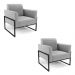 Kit 2 Poltronas Base Industrial Alta Preto Marisa Suede Cinza D03 - D?Rossi