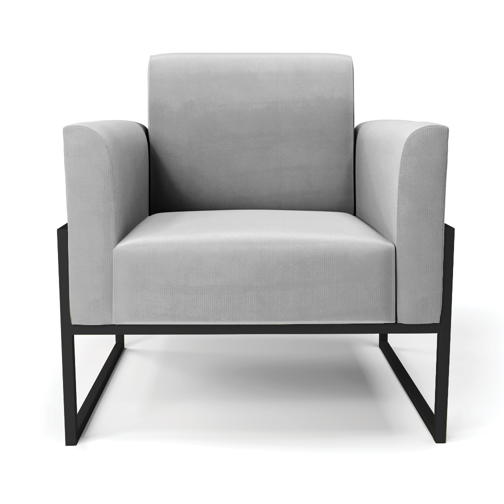 Kit 2 Poltronas Base Industrial Alta Preto Marisa Suede Cinza D03 - D?Rossi